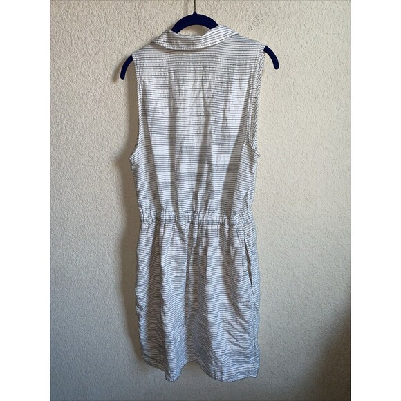 Splendid Tank dress Button Front  tie waist Large Pockets Lagen Cottage Stripe - Picture 9 of 11